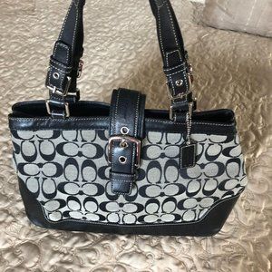 Coach Hampton Carryall Purse F12642 Black Grey